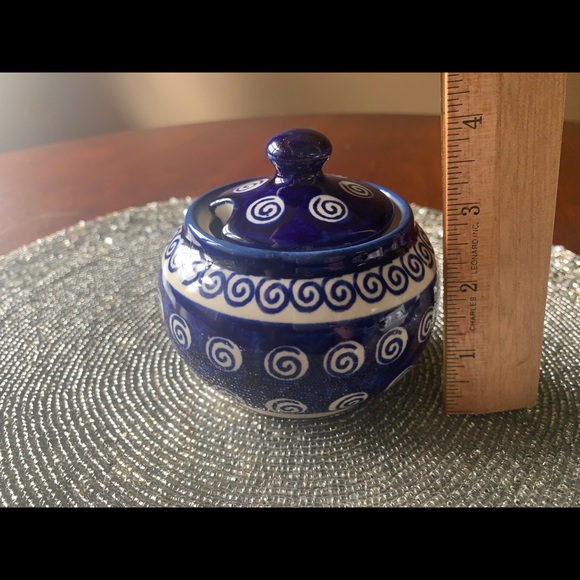 Boleslaweic Polish pottery handmade sugar bowl. Beautiful!❣️ - Picture 3 of 6